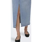 JDY - Lange High-Waist Denim Rok met Split en Gerafelde Zoom