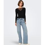 Jacqueline de Yong T-shirt Jdyroxy L s Lace Top Jrs Noos 15317464 Black Dames