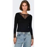 Jacqueline de Yong T-shirt Jdyroxy L s Lace Top Jrs Noos 15317464 Black Dames