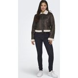 ONLY Vrouwelijke kunstleren jas Fly-Away kraag jas, Mole, XL