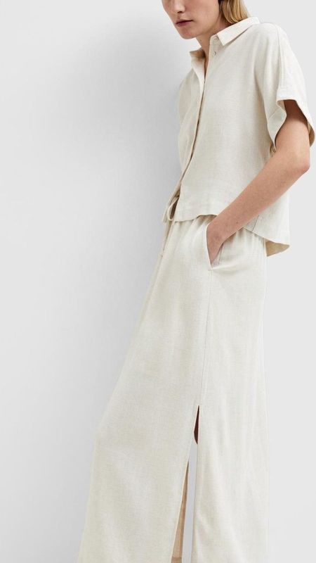 SELECTED FEMME Slfviva Noos Damesrok met enkels, Zandschelp.