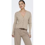 ONLY - ONLKatia - Gebreid Vest - Cappuccino - V-hals - Lange Mouw