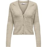 ONLY - ONLKatia - Gebreid Vest - Cappuccino - V-hals - Lange Mouw