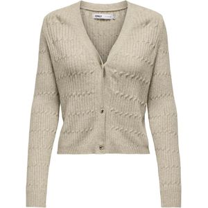 Cardigan - Mocha Meringue - W. Melange - V-hals - Lange Mouwen