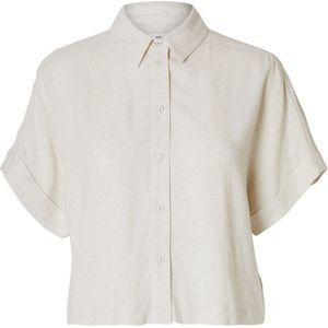 Selected Femme Blouse Beige - Kraag - SLFVIVA SS Cropped Shirt