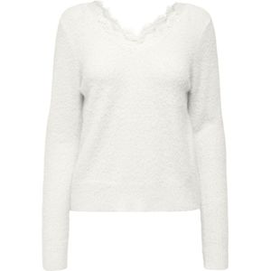 ONLY - Trui - Wit - Polyamide - Lange Mouwen met Kant