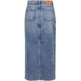 Emma - Denim Kokerrok met Gefranjerde Zoom en Cut-outs