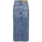 Emma - Denim Kokerrok met Gefranjerde Zoom en Cut-outs