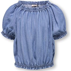 ONLY KOGYOSHI RUFFLED DNM SHIRT Meisjes Blouse - Medium Blue Denim - Maat 140