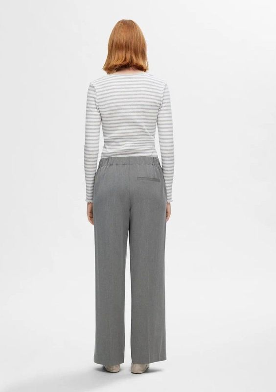 Selected Femme Emma-Tara MW Wide Pant Light Grey Melange