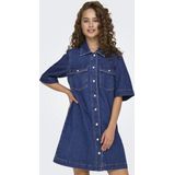 ONLY - ONLBELLE BUTTON DRESS - Jurk - Donkerblauw - Katoen