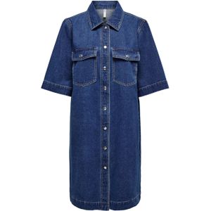 ONLY - ONLBELLE BUTTON DRESS - Jurk - Dark Blue Denim - Katoen