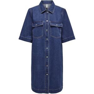 ONLY - ONLBELLE BUTTON DRESS - Jurk - Donkerblauw - Katoen