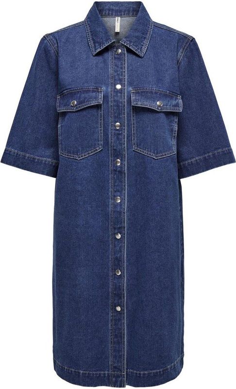 ONLY - ONLBELLE BUTTON DRESS - Jurk - Donkerblauw - Katoen