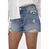 Denim Shorts - Mid Wash - High Waist - Regular Fit