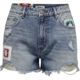 Denim Shorts - Mid Wash - High Waist - Regular Fit