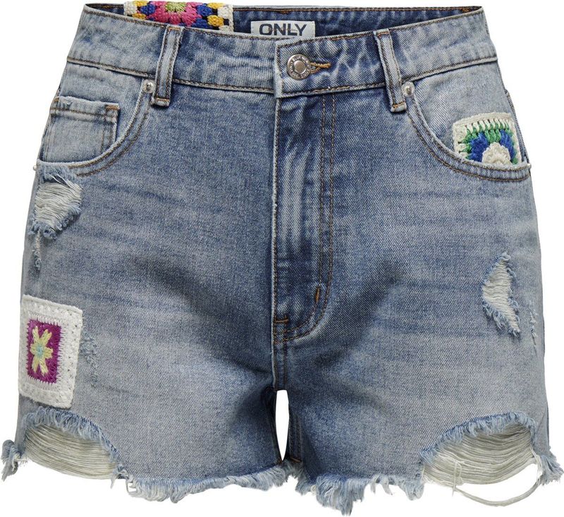 Denim Shorts - Mid Wash - High Waist - Regular Fit