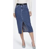 Denim Rok - Midilengte - Blauw - Denim - Rits- en Achterzakken