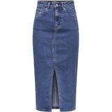 Denim Rok - Midilengte - Blauw - Denim - Rits- en Achterzakken