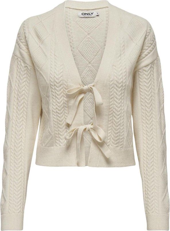 Only - Onlfia Ls String Cardigan - Grijs - Katoen