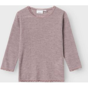Name it - Nmfwang Wool Needle Ls Top Solid Noos - Meisjes - Lange Mouwen Shirts