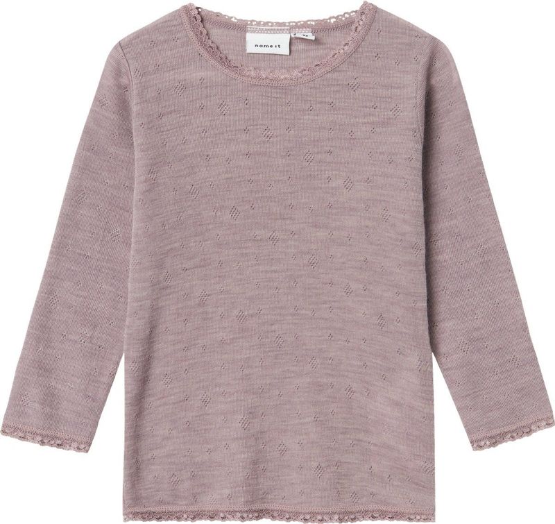 Name it - Nmfwang Wool Needle Ls Top Solid Noos - Meisjes - Lange Mouwen Shirts