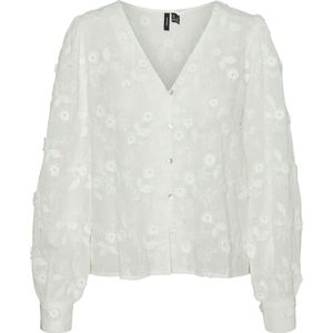 VERO MODA - Vmpuna Ls Top WVN - Damesblouse - Wit - Lange Mouwen