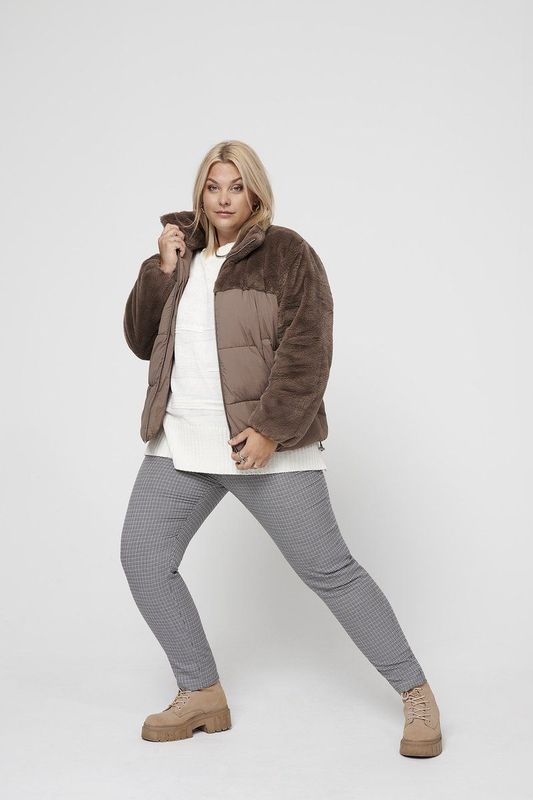 Carwanja - Puffer Jacket - Imitatiebont - Hoge Hals - Lange Mouwen - Winddichte Stormmanchetten