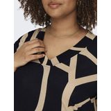 ONLY CARMAKOMA - Casual Jurk - V-Hals - Korte Mouwen - Midi-Lengte - Print