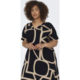 ONLY CARMAKOMA - Casual Jurk - V-Hals - Korte Mouwen - Midi-Lengte - Print