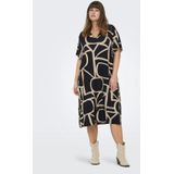 ONLY CARMAKOMA - Casual Jurk - V-Hals - Korte Mouwen - Midi-Lengte - Print
