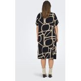 ONLY CARMAKOMA - Casual Jurk - V-Hals - Korte Mouwen - Midi-Lengte - Print
