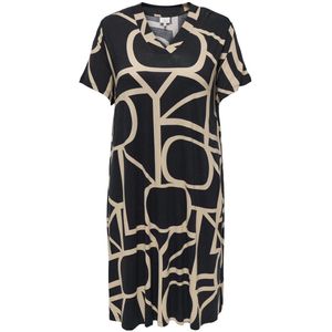 ONLY CARMAKOMA - Casual Jurk - V-Hals - Korte Mouwen - Midi-Lengte - Print