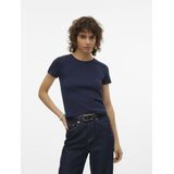 VERO MODA - Vmchloe Ss Short Top - T-shirt - Navy Blazer - Katoen