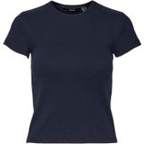 VERO MODA - Vmchloe Ss Short Top - T-shirt - Navy Blazer - Katoen