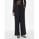 Pieces - Broek - Zwart - Linnen - Elastieke Tailleband