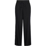 Pieces - Broek - Zwart - Linnen - Elastieke Tailleband