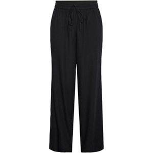 Pieces - Broek - Zwart - Linnen - Elastieke Tailleband