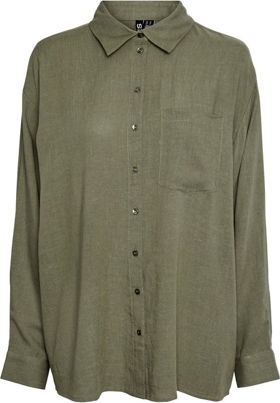 Pieces - Blouse - Deep Lichen Green - Viscose/Linnen - Relaxte Fit
