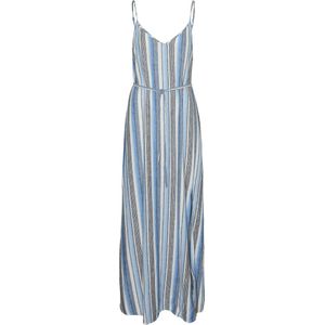 Jurk - V-hals - Mouwloos - Verstelbare Banden - Gordel Inbegrepen - Regular Fit - Groen - 55% Linnen, 45% Viscose