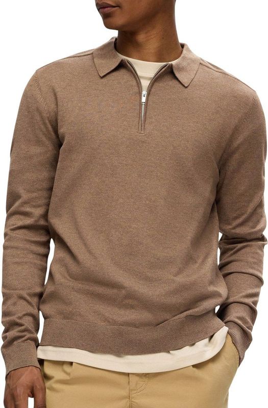 Gebreide Trui - Polo Hals - Lange Mouwen - Regular Fit - 50% Katoen, 50% Biologisch Katoen