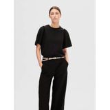 Selected Femme - Penelope 2/4 Ruffle Tee Noos - Top - Zwart - Katoen