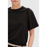 Selected Femme - Penelope 2/4 Ruffle Tee Noos - Top - Zwart - Katoen