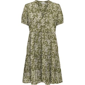ONLY - Bedrukte Korte Jurk - Groen - Viscose - Wijd Uitlopend