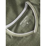 Jack & Jones - Basic T-shirt - Blauw - Katoen/Polyester - V-hals met Rubberprint