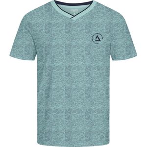 Jack & Jones - Basic T-shirt - Blauw - Katoen/Polyester - V-hals met Rubberprint
