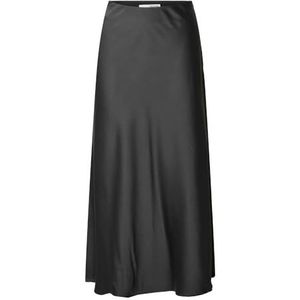 Selected Femme - Midi Rok - Grijs - Satijn - Hoge Taille
