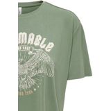 Only T-shirt Onlfree Life S s Print Top Box Jrs 15325533 Hedge Green untamable Dames