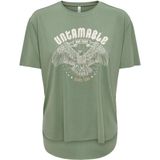 Only T-shirt Onlfree Life S s Print Top Box Jrs 15325533 Hedge Green untamable Dames