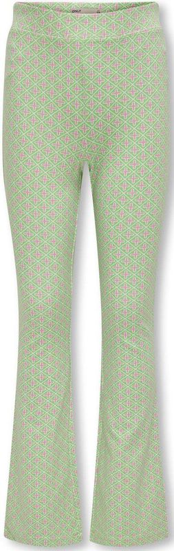 Broek - Flared - Groen - Zachte Stof - All Over Print Roze Plusjes